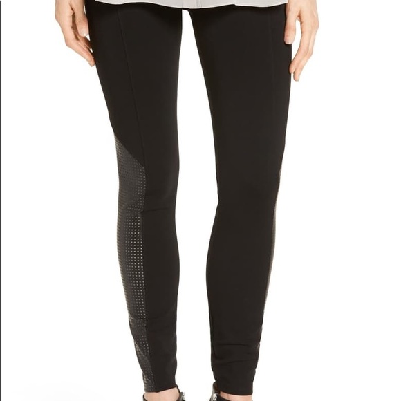 spanx faux leather panel leggings